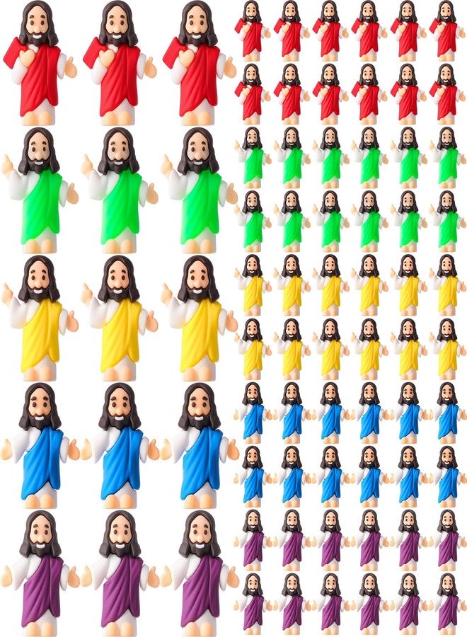 DoubleFill مجموعة دبل فيل المكونة من 100 قطعة من مجسمات يسوع الصغيرة متعددة الألوان، مجسمات صغيرة ليسوع للعب الغميضة، لعبة صغيرة للمسيح المخلص، هدايا دينية لحشو بيض عيد الفصح، هدايا لحفلات التعميد في الكنيسة. - Image 1